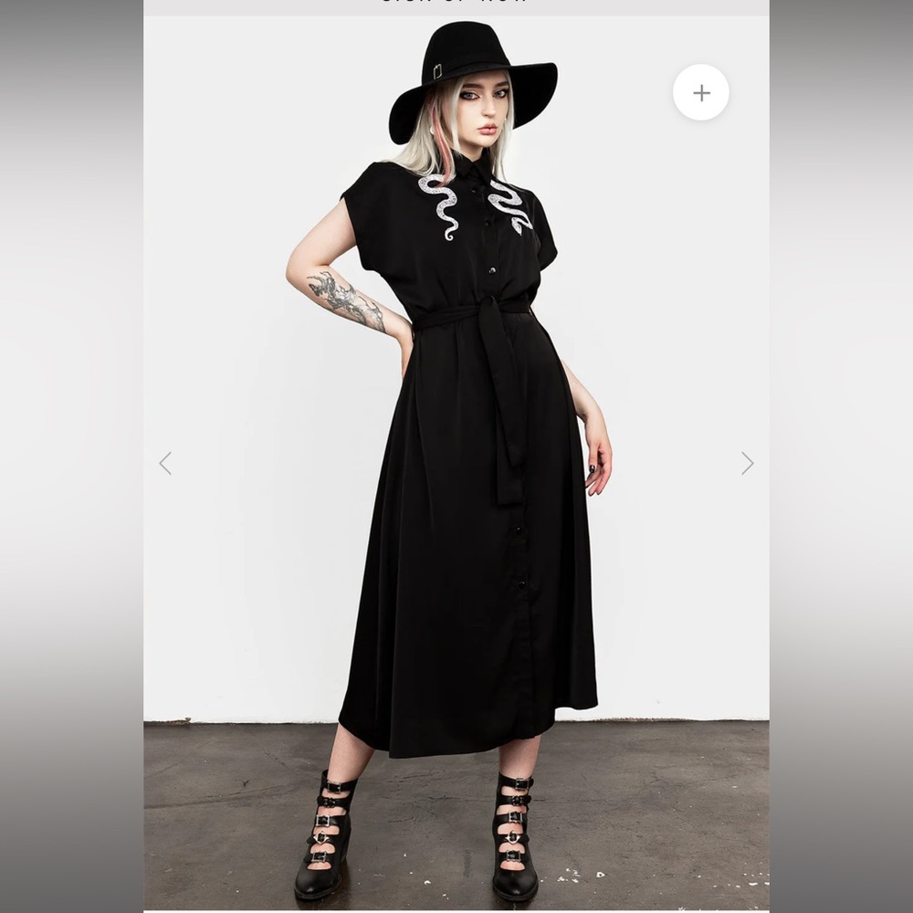 COPY - Disturbia Black Maxi Shirt Dress with Serpent Embroidery
